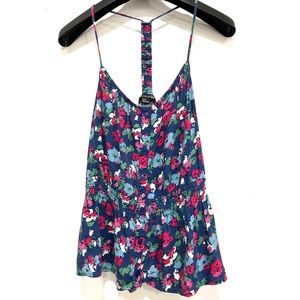 FOREVER 21 Blue Floral Flowy Cami Tank Top